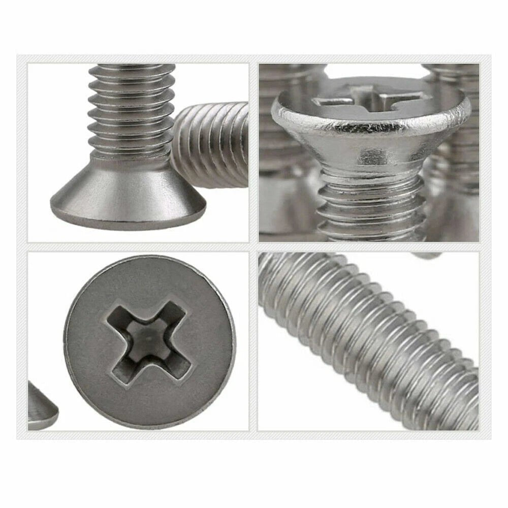 M1–M3.5 Phillips Countersunk Machine Screws – 304 Stainless Steel, Fully Threaded (3–120mm Overall Length) - HomeDIYer