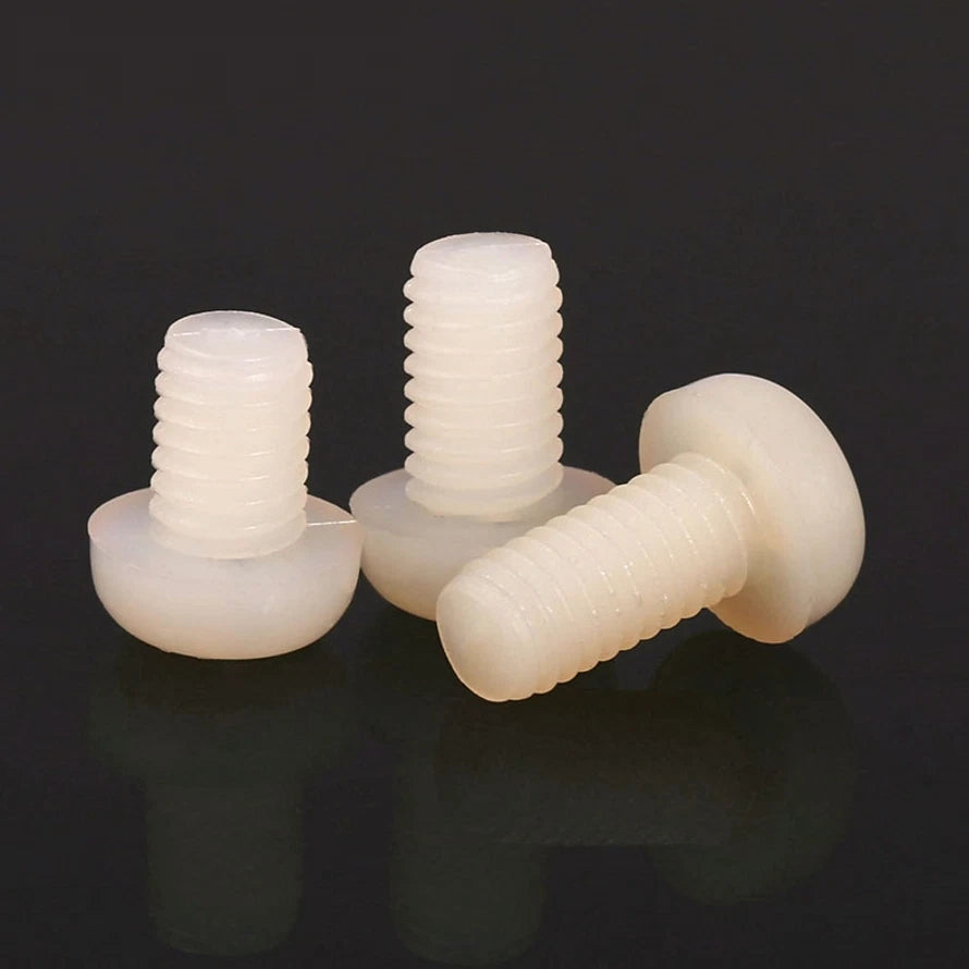 White Nylon Pan Head Phillips Machine Screws M2 M2.5 M3 — Non-Conductive PA66 Plastic Screws 4mm to 30mm