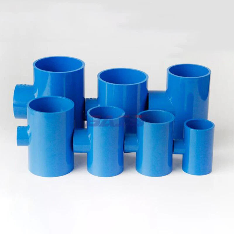 PVC Reducing Tee Pipe & Fittings Solvent Weld Pressure Adapter Connector Blue