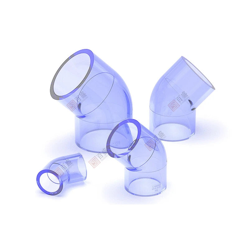 UPVC Clear 45° Elbow Plumbing Pipe Fittings For Aquarium & Fish Tank 20mm-110mm