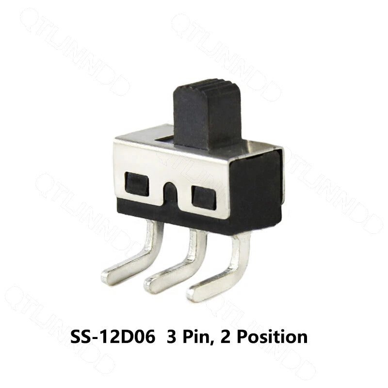 SS-12 Mini Slide Toggle Switch SPDT 3-Pin 2-Position SMD 50VDC 0.3A (SS-12D06 / SS-12D07 / SS-12D10)