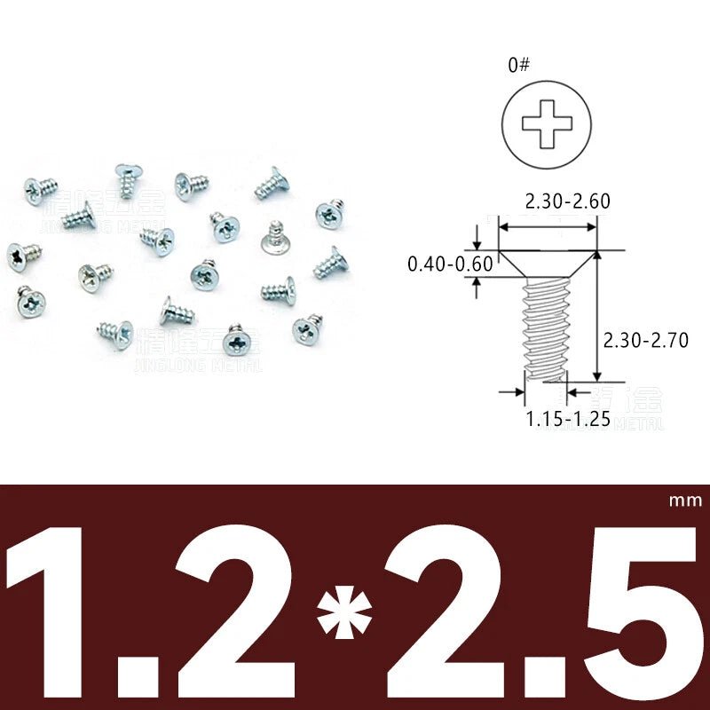 Phillips Countersunk Flat Head Machine Screws M1.2–M1.8 | Zinc & Nickel Plated - HomeDIYer