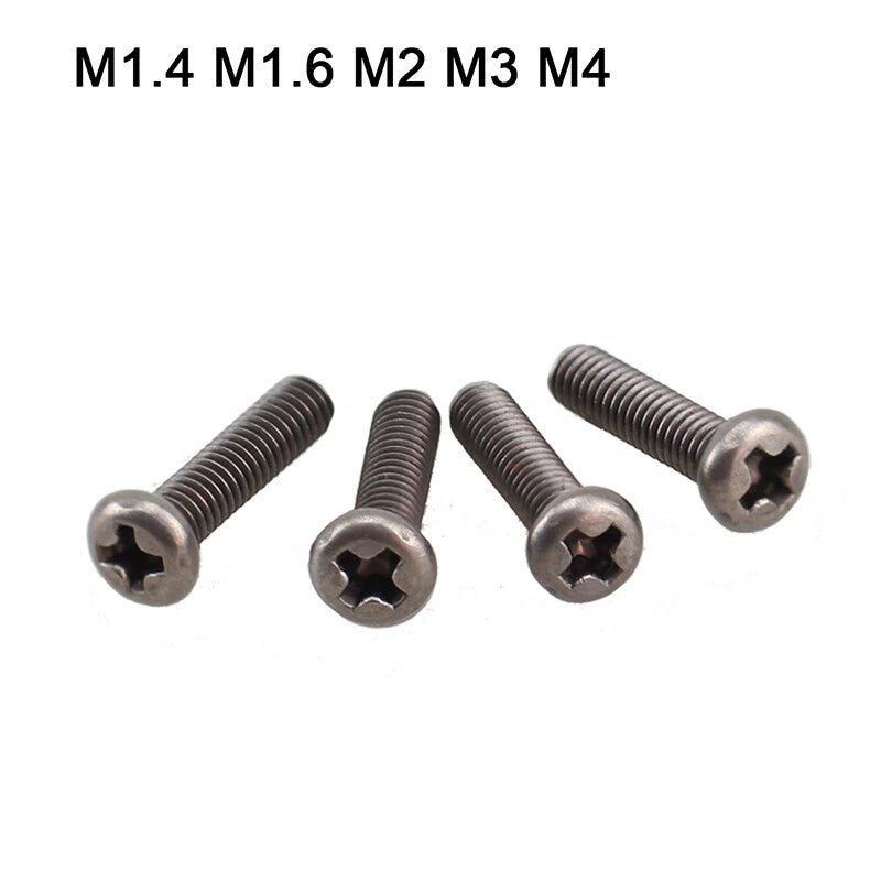 M1.4–M4 Titanium Alloy Phillips Pan Head Machine Screws – Cross Bolts, 5–16mm Lengths