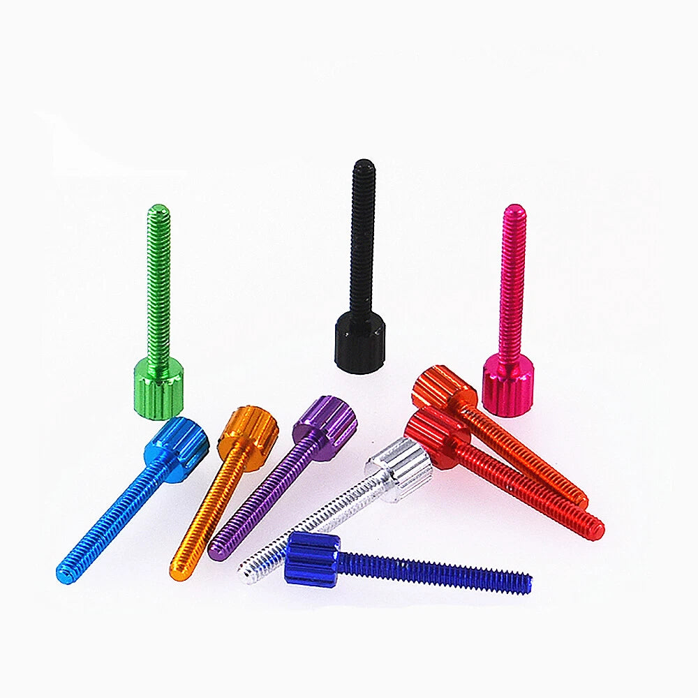 M2×12mm Aluminum Knurled Thumb Screws — Flat Head, 10 Colors, Computer & DIY