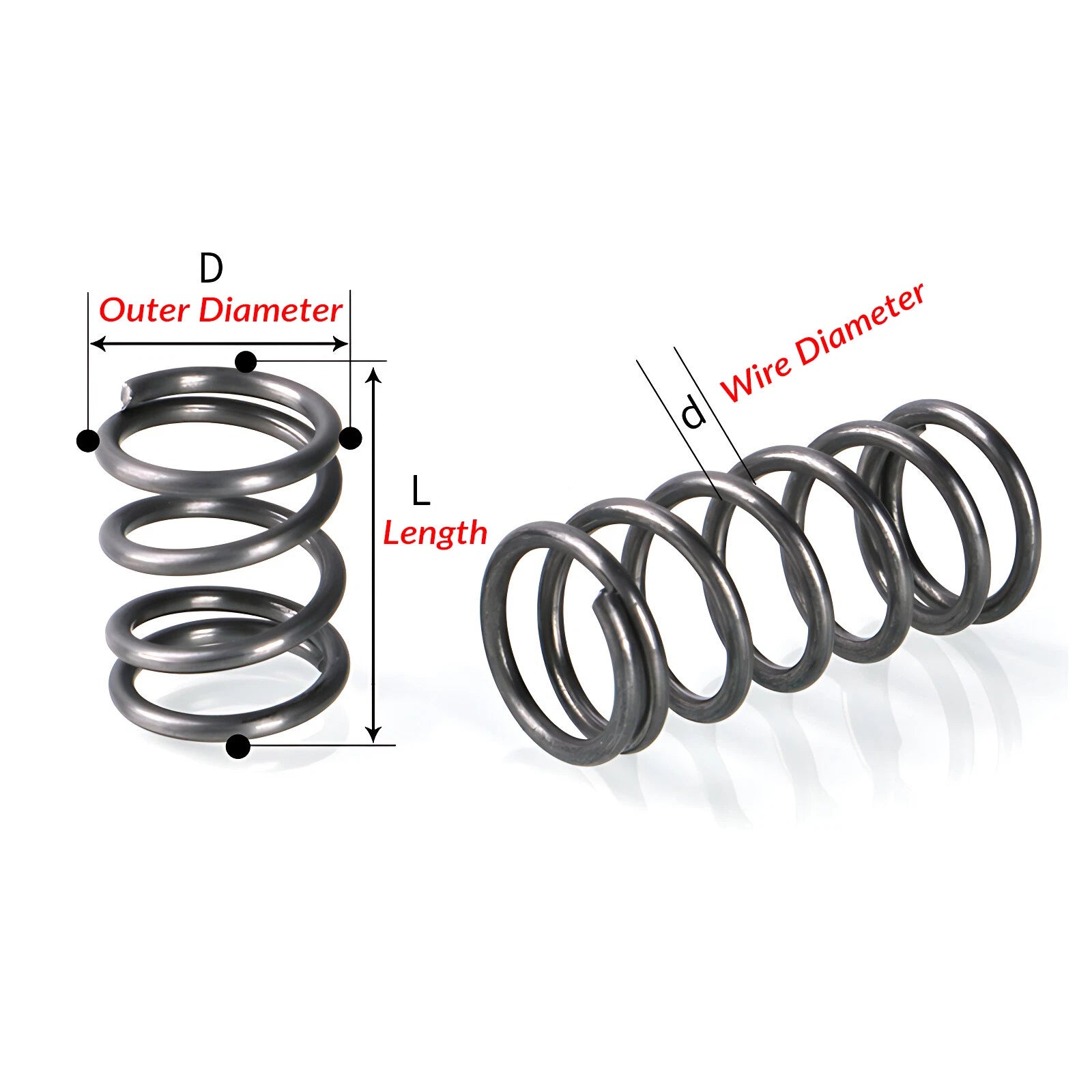 Compression Spring 1.5mm Wire Diameter 15-100mm Length Pressure Small OD 8-25mm