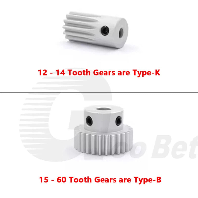 Spur Gear Module 1 Aluminium 12-60 Tooth with Hub Pinion Motor Gear Bore 4-16mm