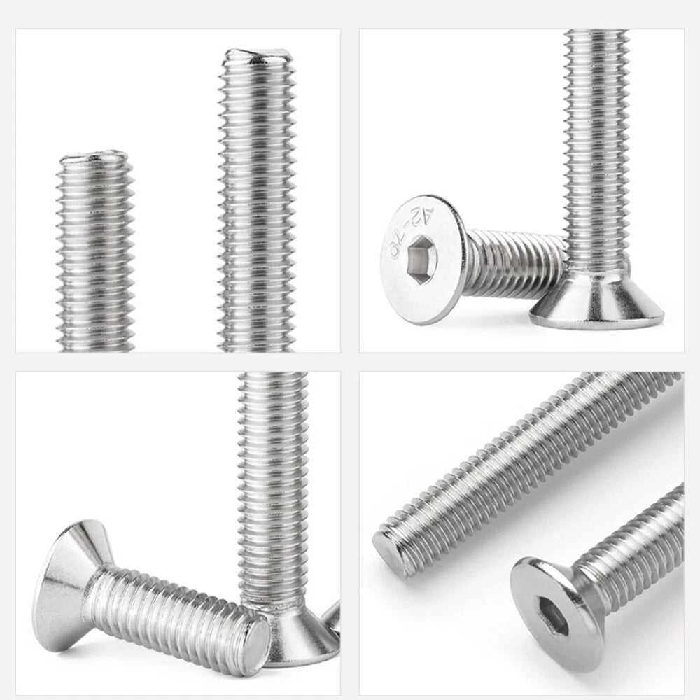 M1.6-M16 A2 Stainless Steel Hex Socket Countersunk Flat Head Screws | 10 PCS