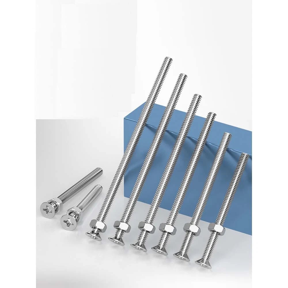 M2–M12 Phillips Countersunk Head Machine Screws with Hex Nuts | A2 304 Stainless Steel - HomeDIYer