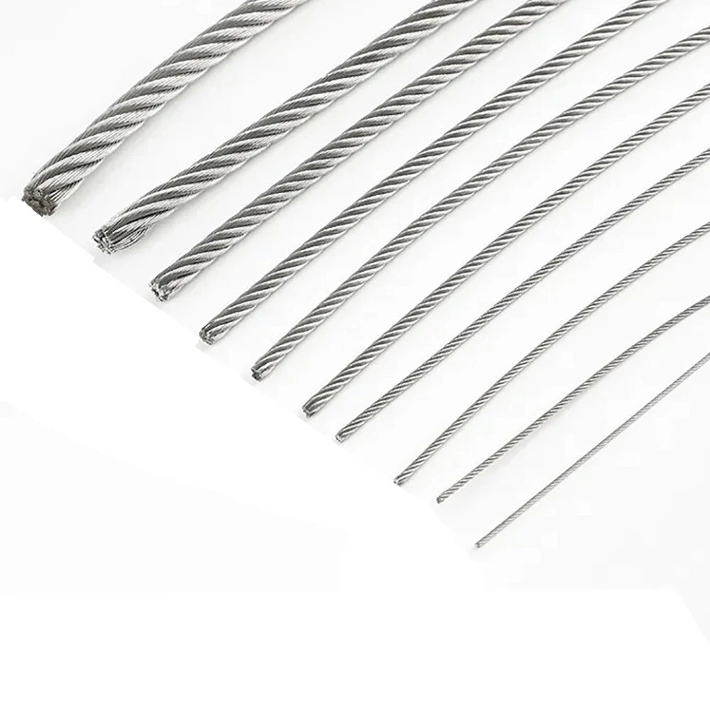 0.3-4mm 304 Stainless Steel Wire Rope Marine Grade Metal Cable 7 x 7 Clothesline
