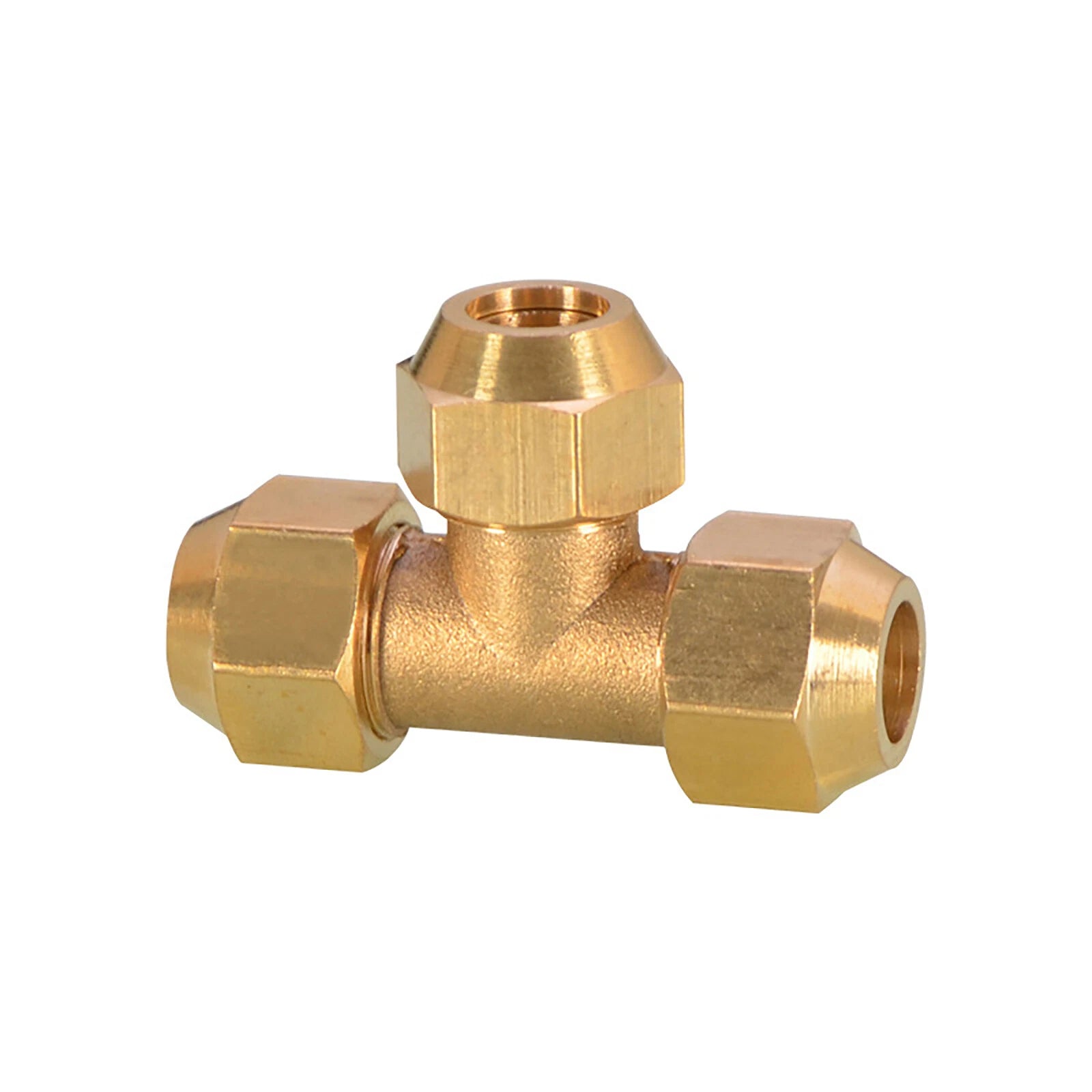 Flare Tee Brass Fitting for AC Copper Tube — 8mm & 10mm