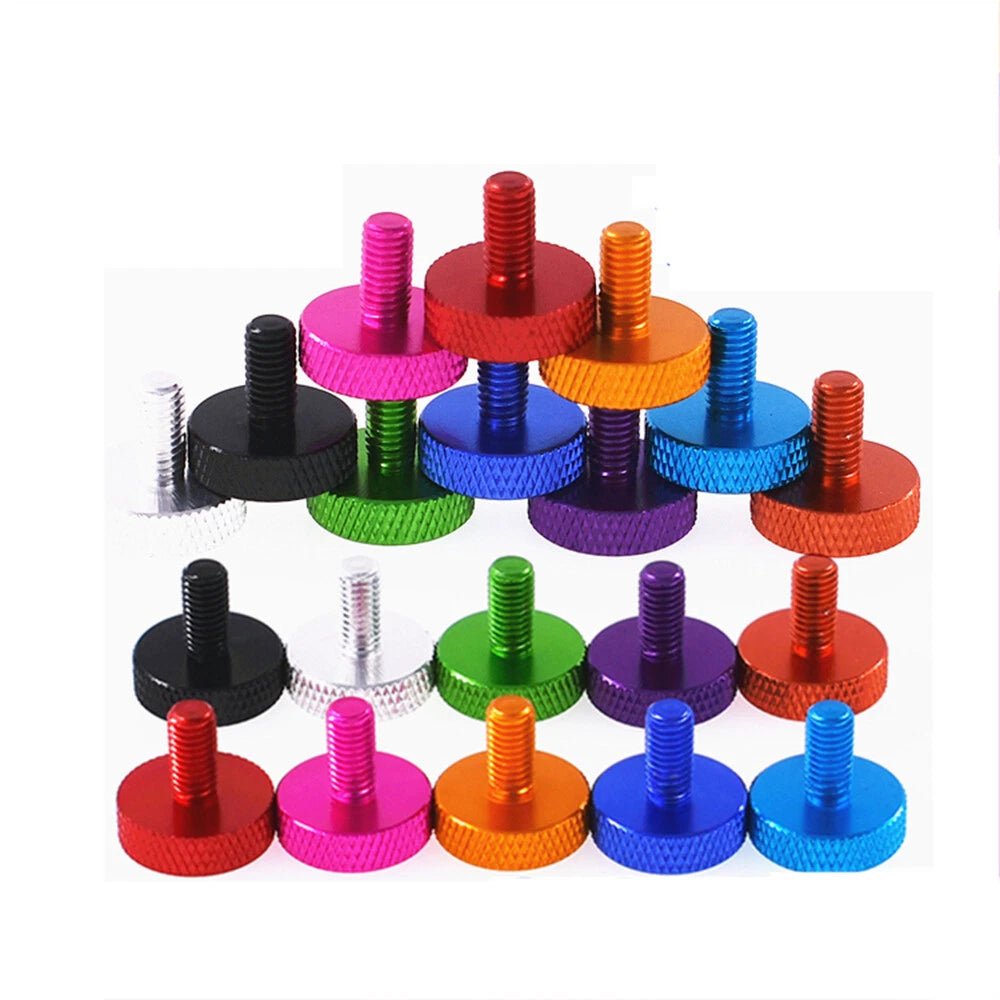 M2–M5 Aluminum Flat Knurled Thumb Screws – 4–10mm, PC Case Hand Grip Bolts (10 Colors) - HomeDIYer