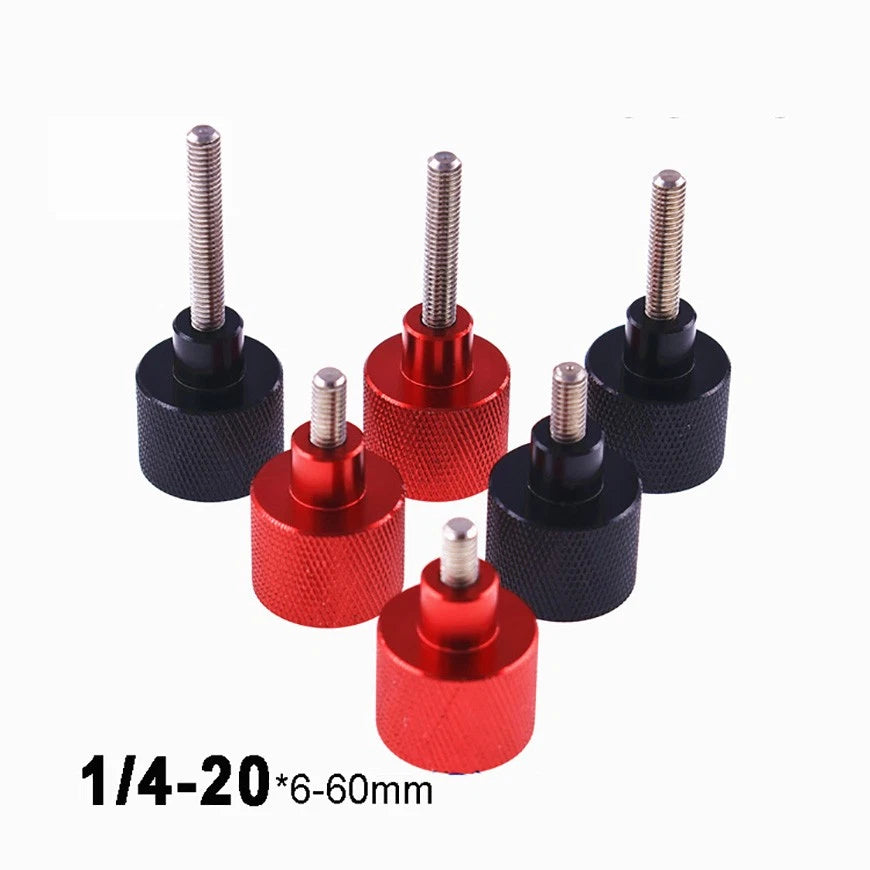UNC 1/4-20 Knurled Thumb Screws – Anodized Aluminum Nut + Stainless Steel Rod