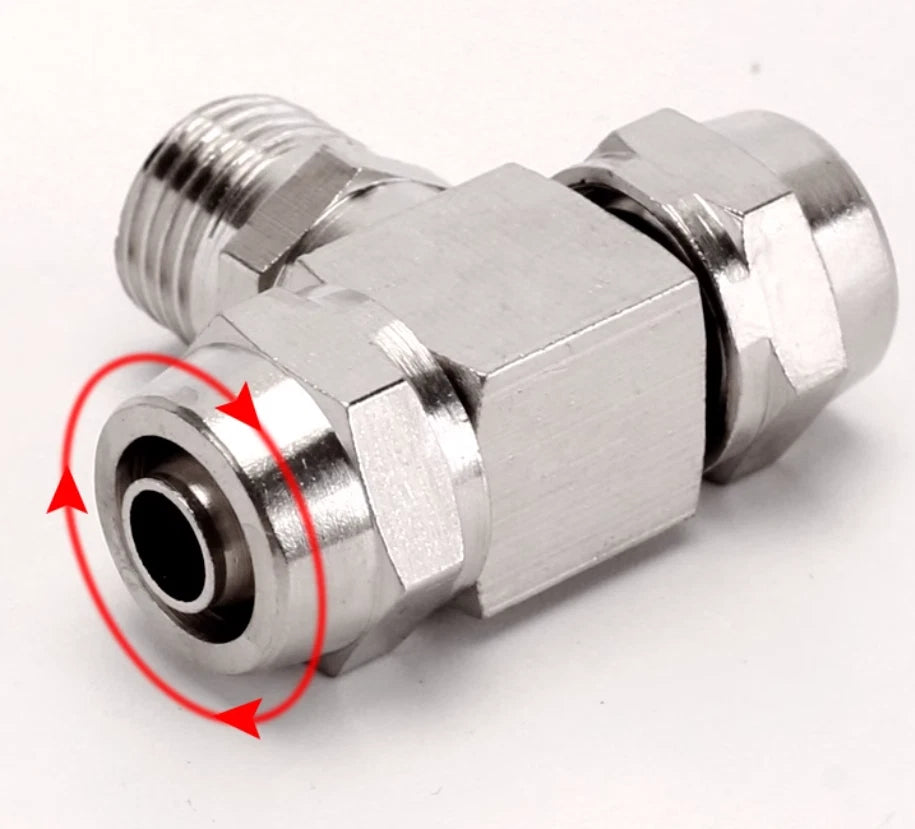 Pneumatic BSP Male Stud T-Shape 3-Way Push-In Hose Fitting | Air Pipe Connector