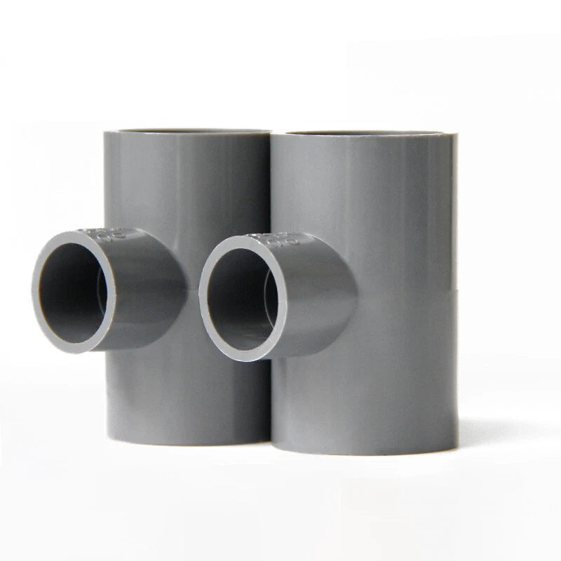 Reducing Tee Connectors PVC Plastic Pipe Fittings Connector I.D. 20mm-200mm Grey
