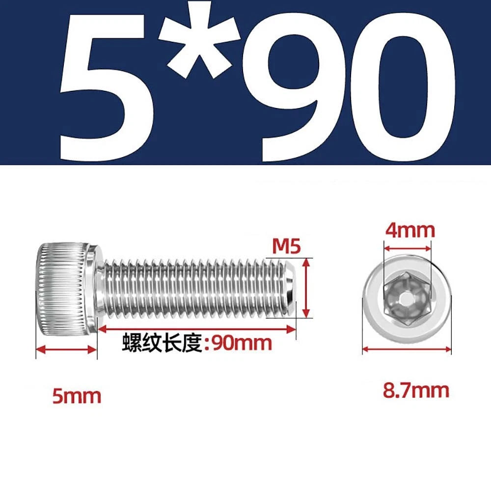 M3 M4 M5 Socket Head Cap Screws – A2 Stainless Steel, High Strength & Corrosion Resistant