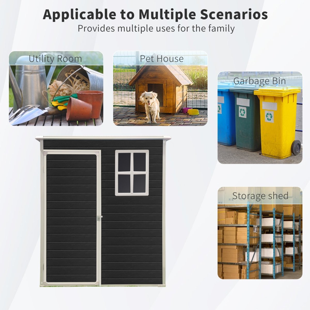 5x3ft Resin Outdoor Storage Shed Kit - Perfect to Store Patio Furniture,Black - HomeDIYer