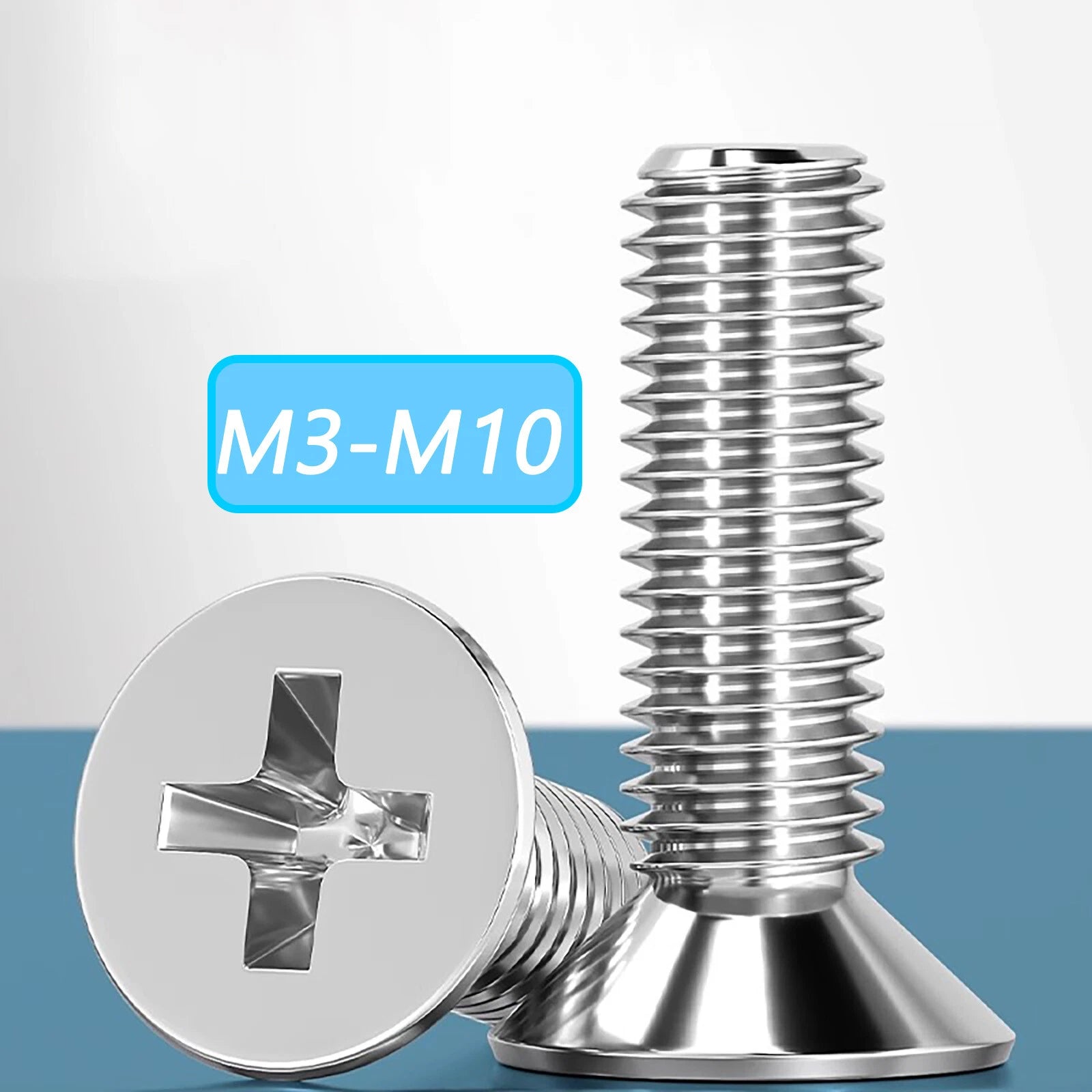 M3–M10 Phillips Countersunk Machine Screws – A2 Stainless Steel, Flat Head, Fully Threaded (3–100mm Overall Length)