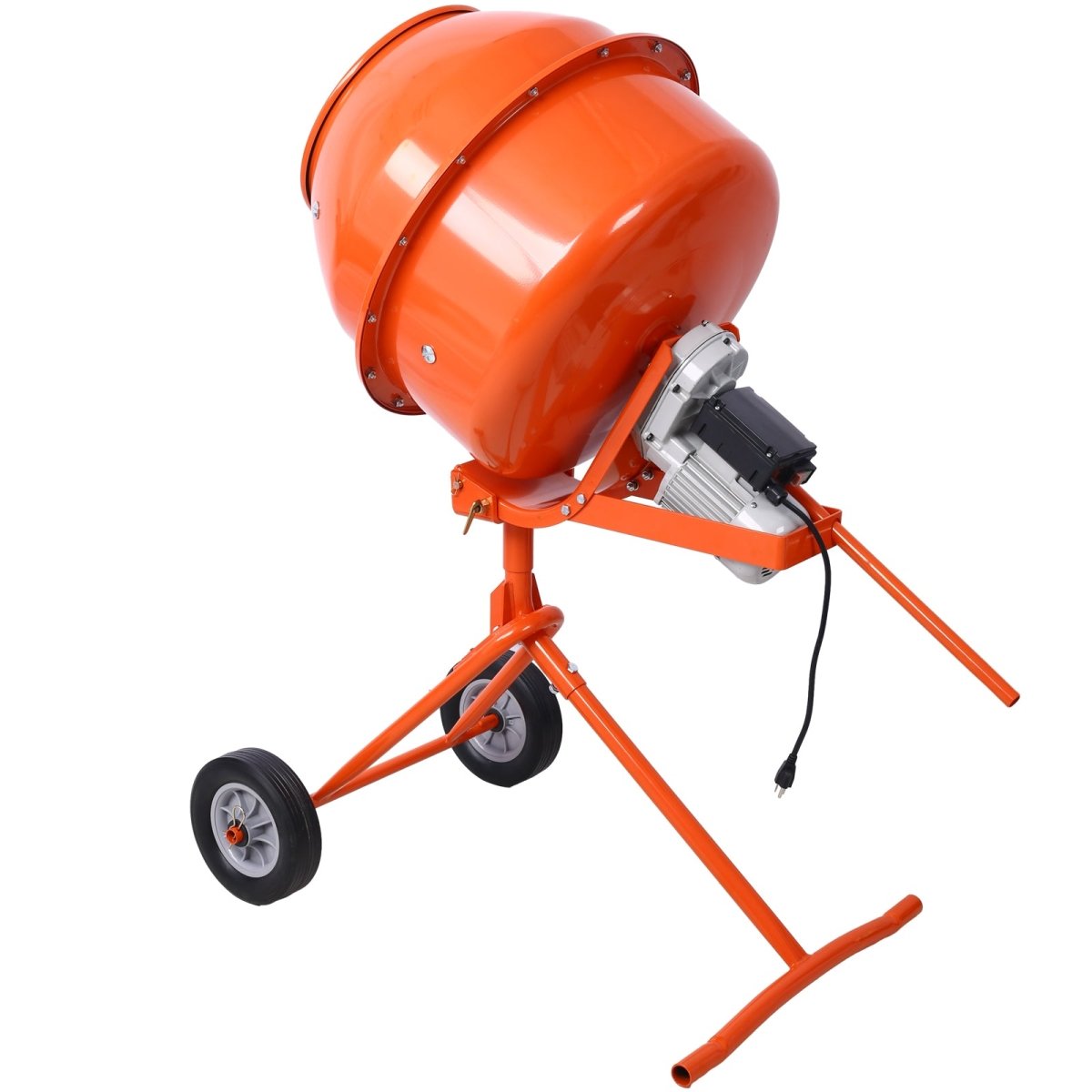 370W Portable Electric Concrete Mixer Cement Mixing Barrow Machine Mixing Mortar Handle with Wheel (4.6 cu/ft.) - HomeDIYer