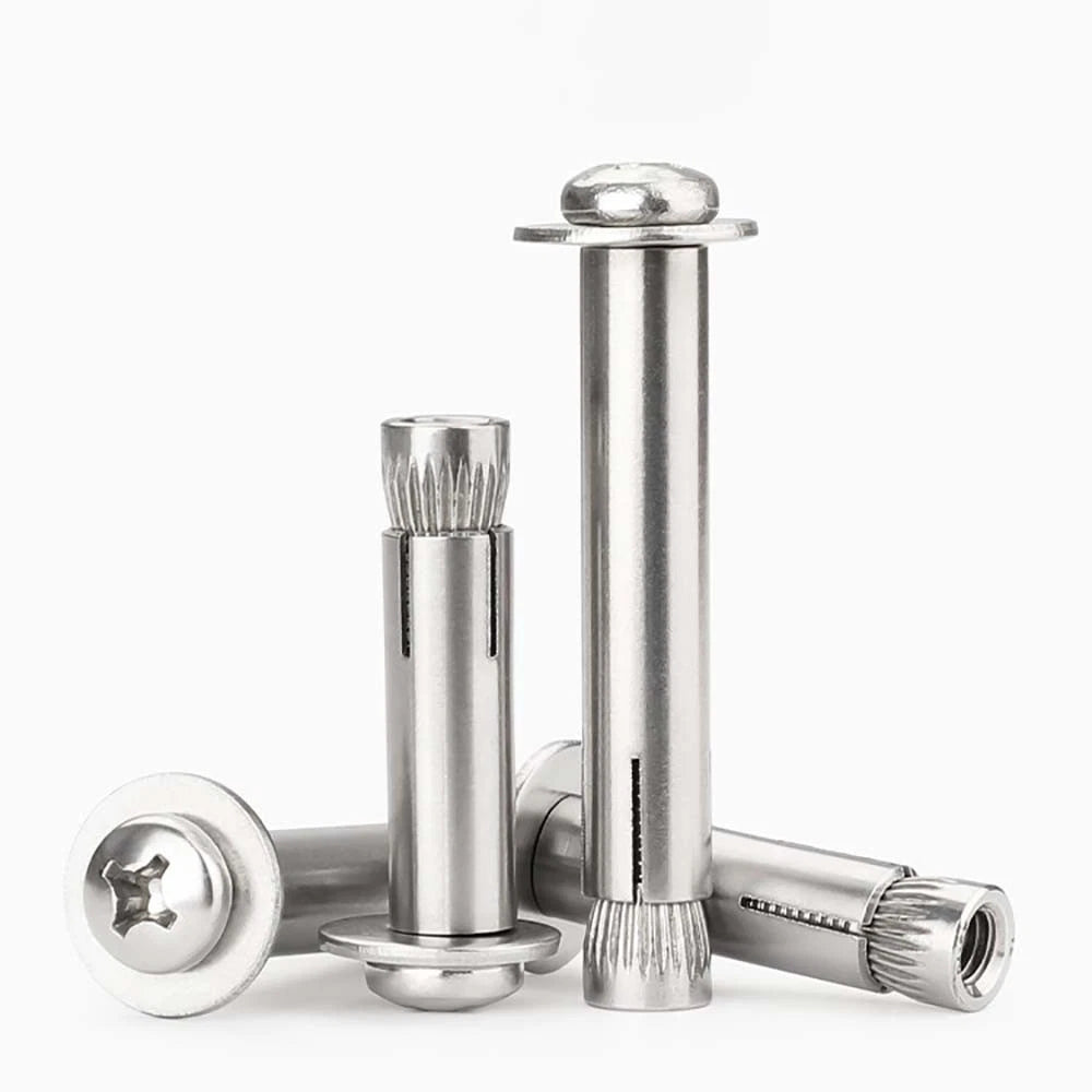 M6 M8 M10 Stainless Steel Expansion Screws — Round Head Phillips Drive, 40–100mm