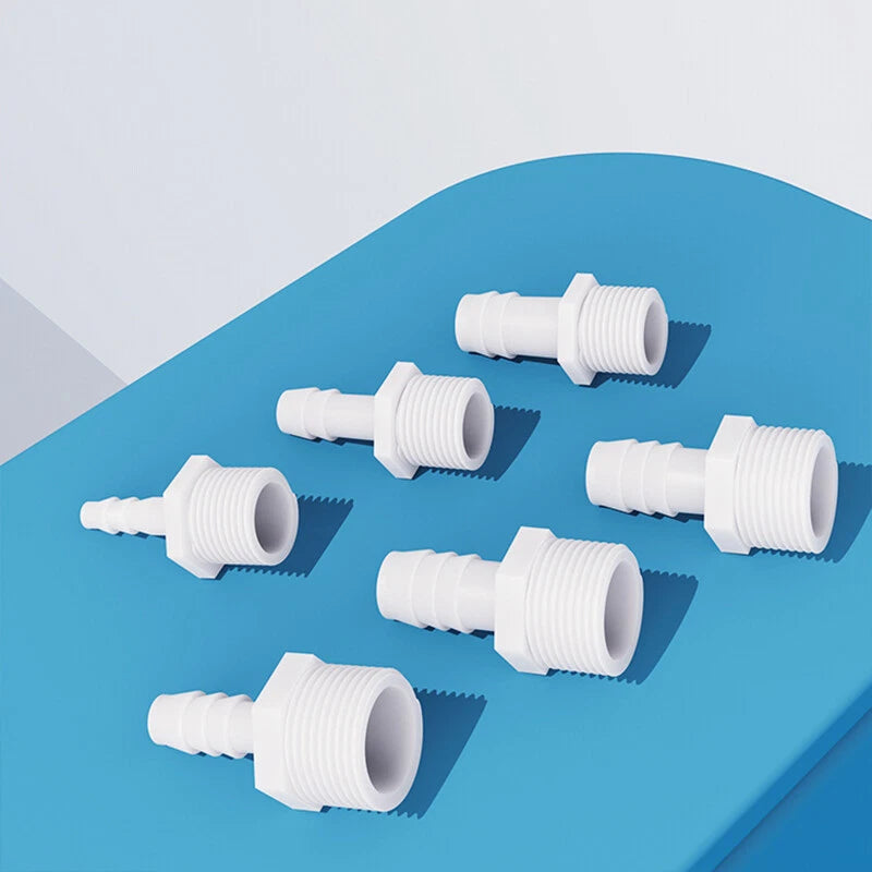 BSP Metric Male Thread Plastic Hose Connector — Straight Barbed Joiner (PP/PE, 1/8" to 3/4")