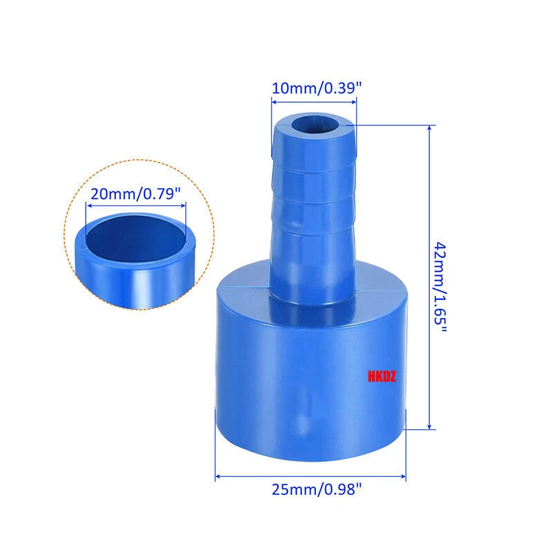 Pagoda 8mm~20mm Plug Blue PVC Pipe Connector Fittings Adapter To Hose OD 20 25mm