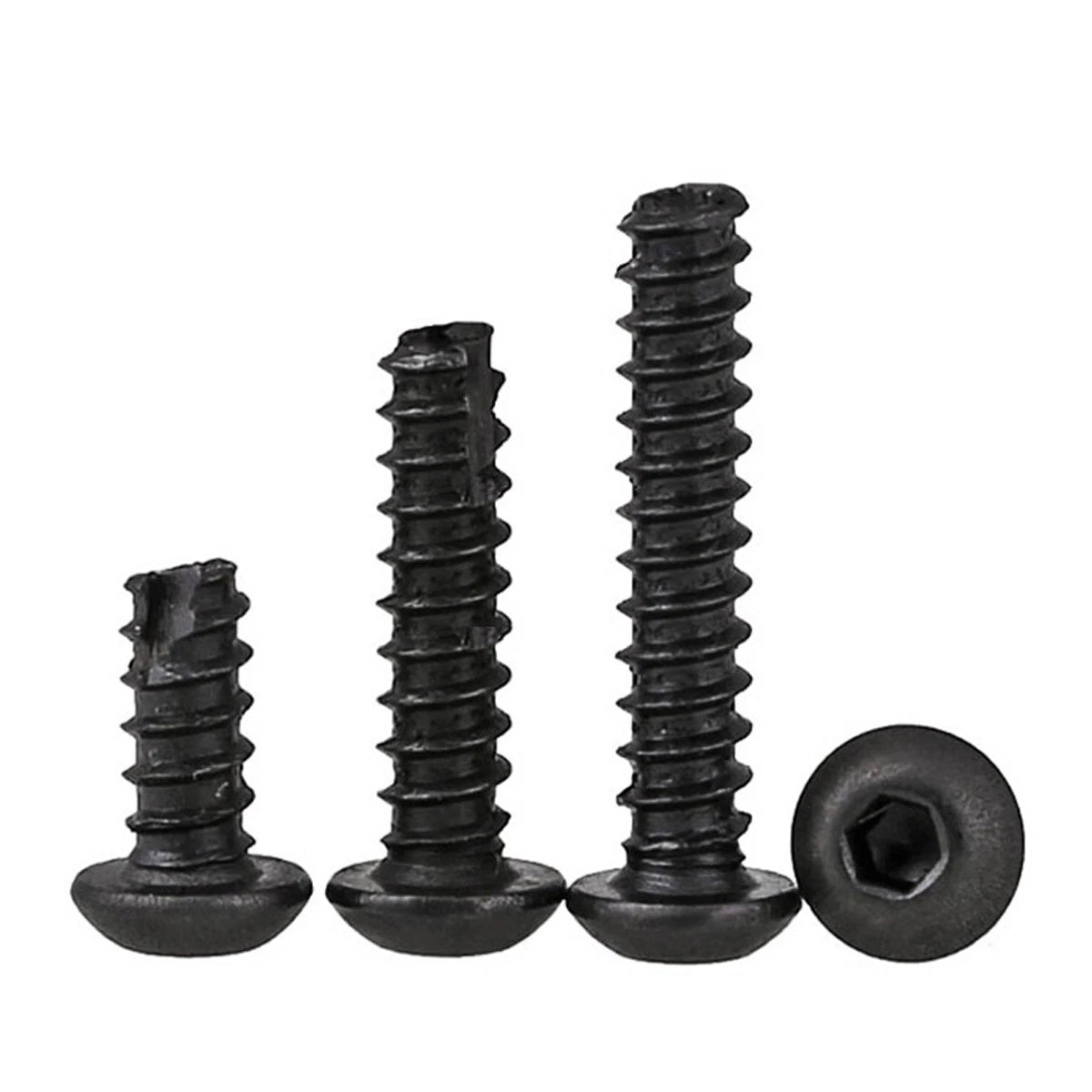 M2 M2.6 PB Round Head Socket Cap Self Tapping Screws – Grade 8.8 Carbon Steel, Black
