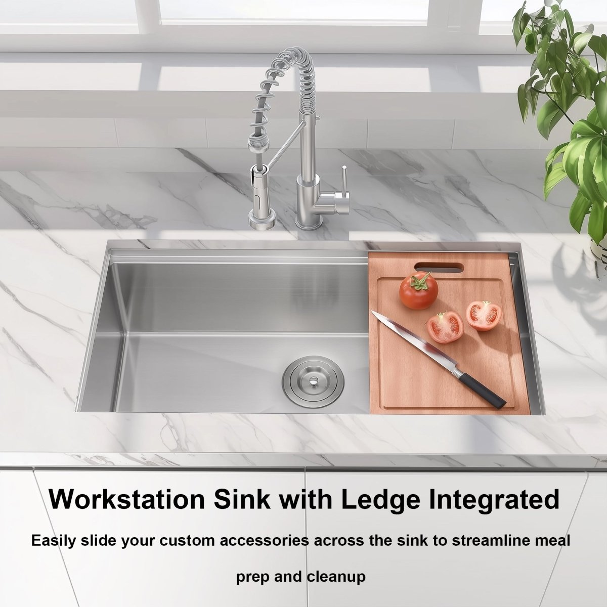 33 Undermount Workstation Sink - 33 x 19 Inch Undermount Stainless Steel Kitchen Sink 18 Gauge, Handmade R10 Radius 10 Inch Deep Undermount Single Bowl Sink with Accessories - HomeDIYer