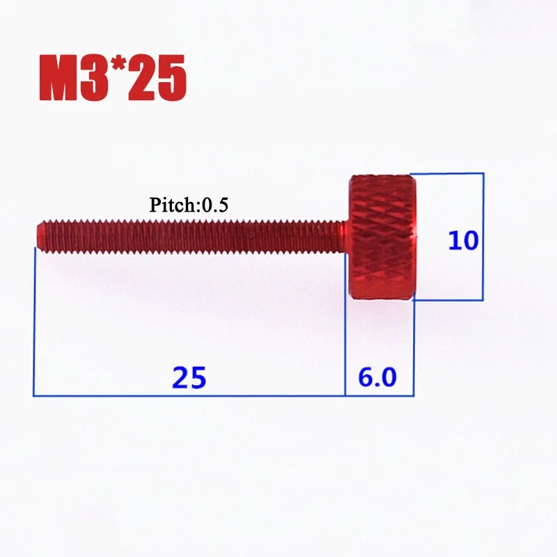 M3x25mm Aluminum Knurled Thumb Screws Anodized 10 Colors - HomeDIYer