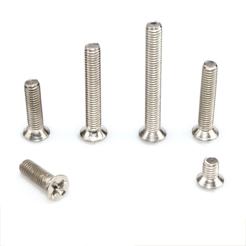 M3 Countersunk Phillips Machine Screws – Nickel Plated Carbon Steel, Fully Threaded (5–30mm)