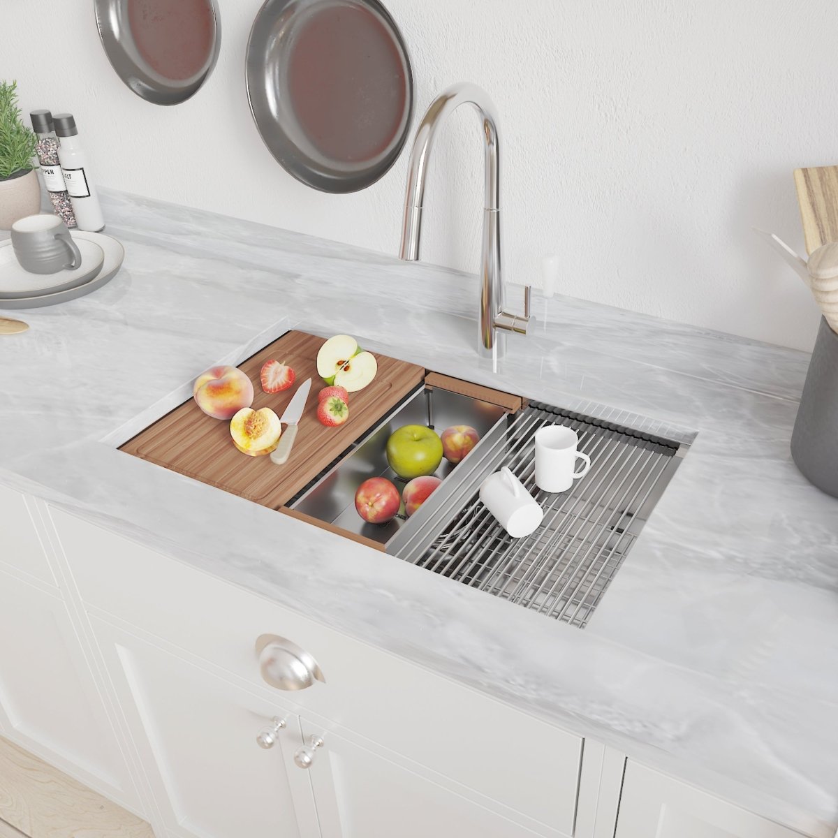 32x19 Inch Kitchen Sink Stainless Steel Single Blow Workstation Underment Kitchen Sink 18 Gauge - HomeDIYer