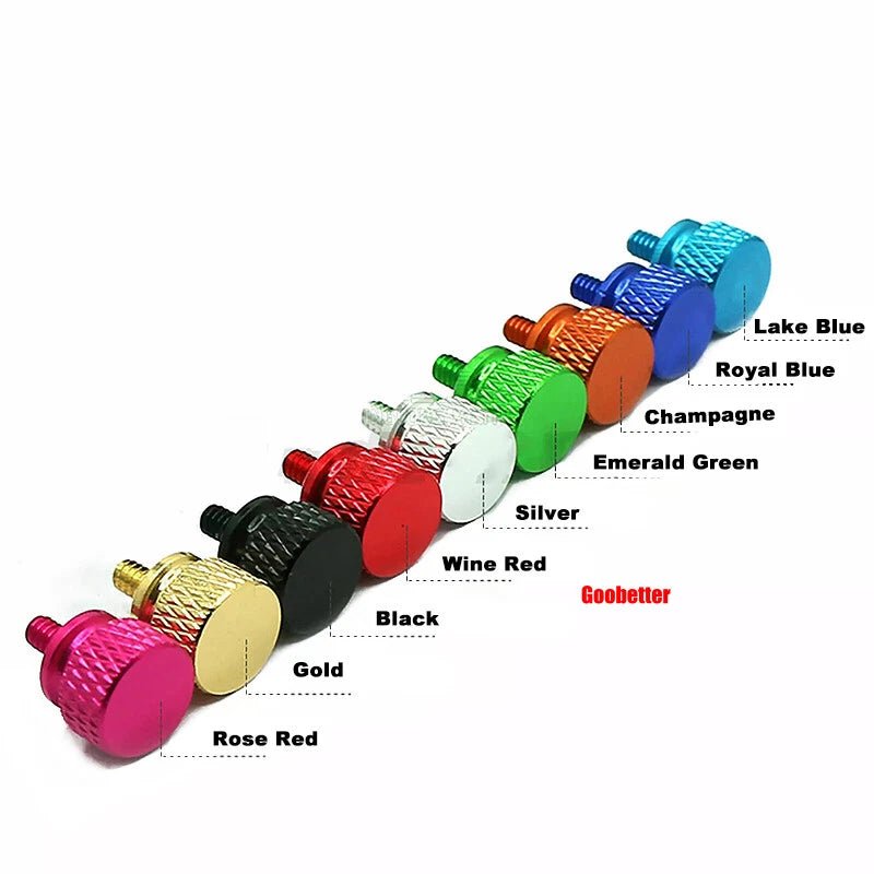 632×6 Color Knurled Thumb Screws – Aluminum Hand Grip Knob Bolts for PC Computer Case (12 Colors) - HomeDIYer