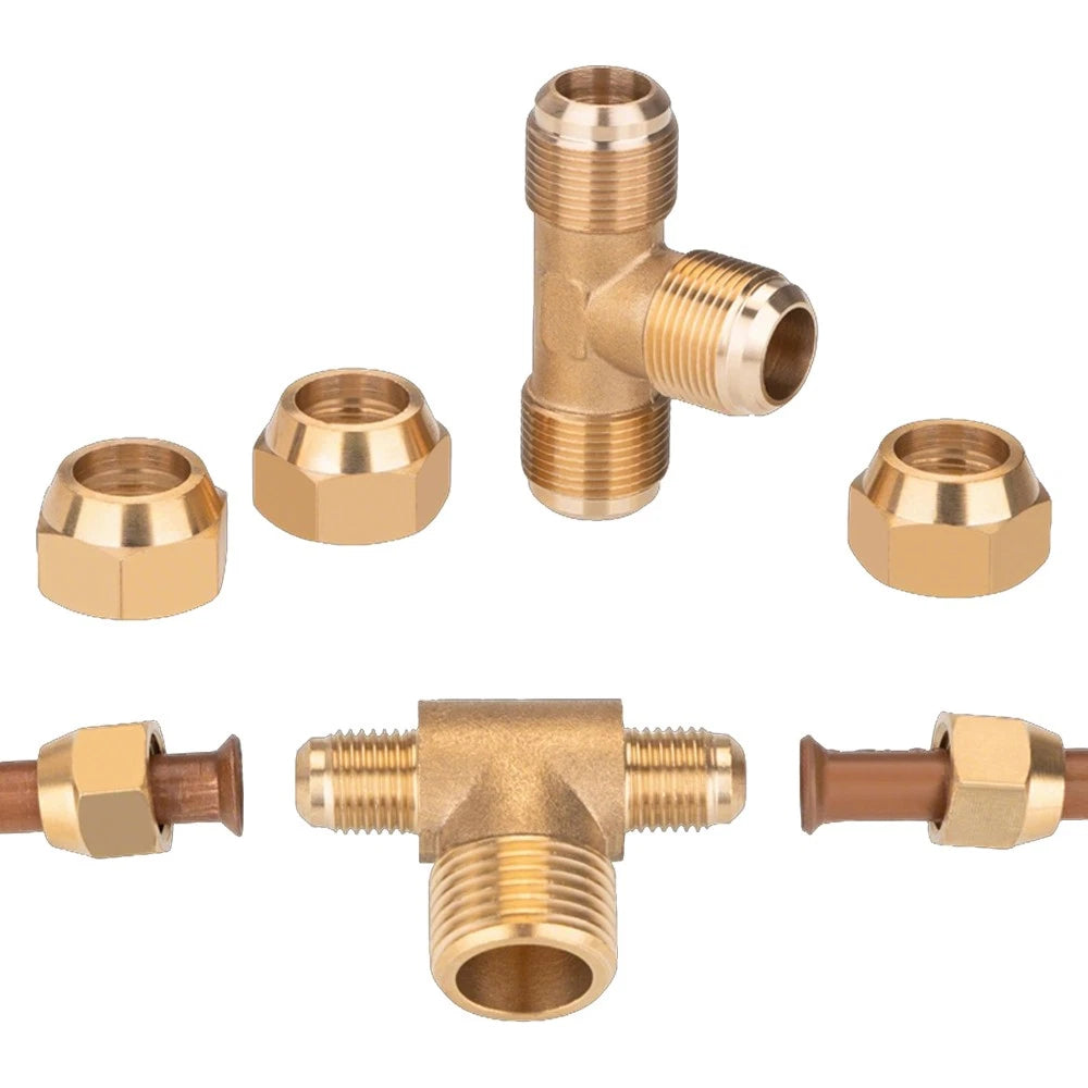 Brass Compression Tee Fitting — Male T-Piece Connector for Copper & Plastic Pipe