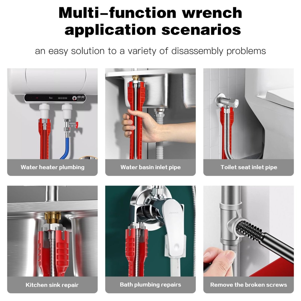 Multifunctional plumbing spanner, multi - button sink spanner, tool - HomeDIYer