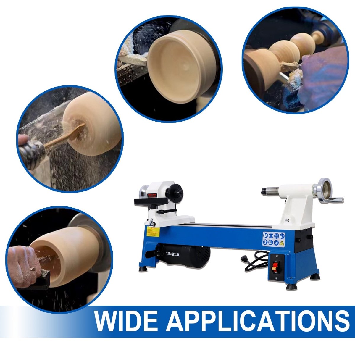 Benchtop Wood Lathe 10" x 18" Wood Lathe Machine 5 Variable Speeds 500/750/1150/1800/3200RPM Mini Wood Turning Lathe for Woodworking 1/2HP Multifunctional Power Wood Lathe - HomeDIYer