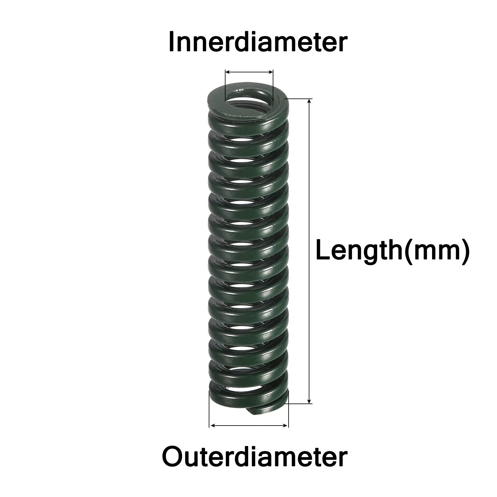 Green Heavy load  Compression Die Spring 6-40mm Diameter & Up To 300mm Long