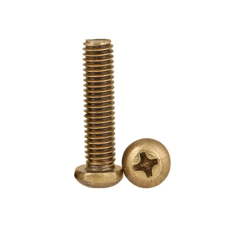 Solid Brass M4 x 12mm Round Head Phillips Machine Screws – GB/T818, Fully Threaded