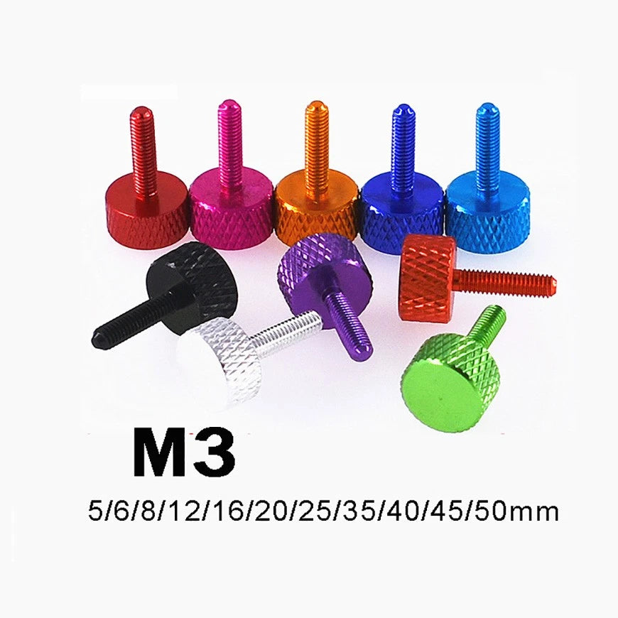 M3*5/6/8/12/20/25/35/40/50mm Aluminum Alloy Bolts Knurled Flat Head Thumb Screws