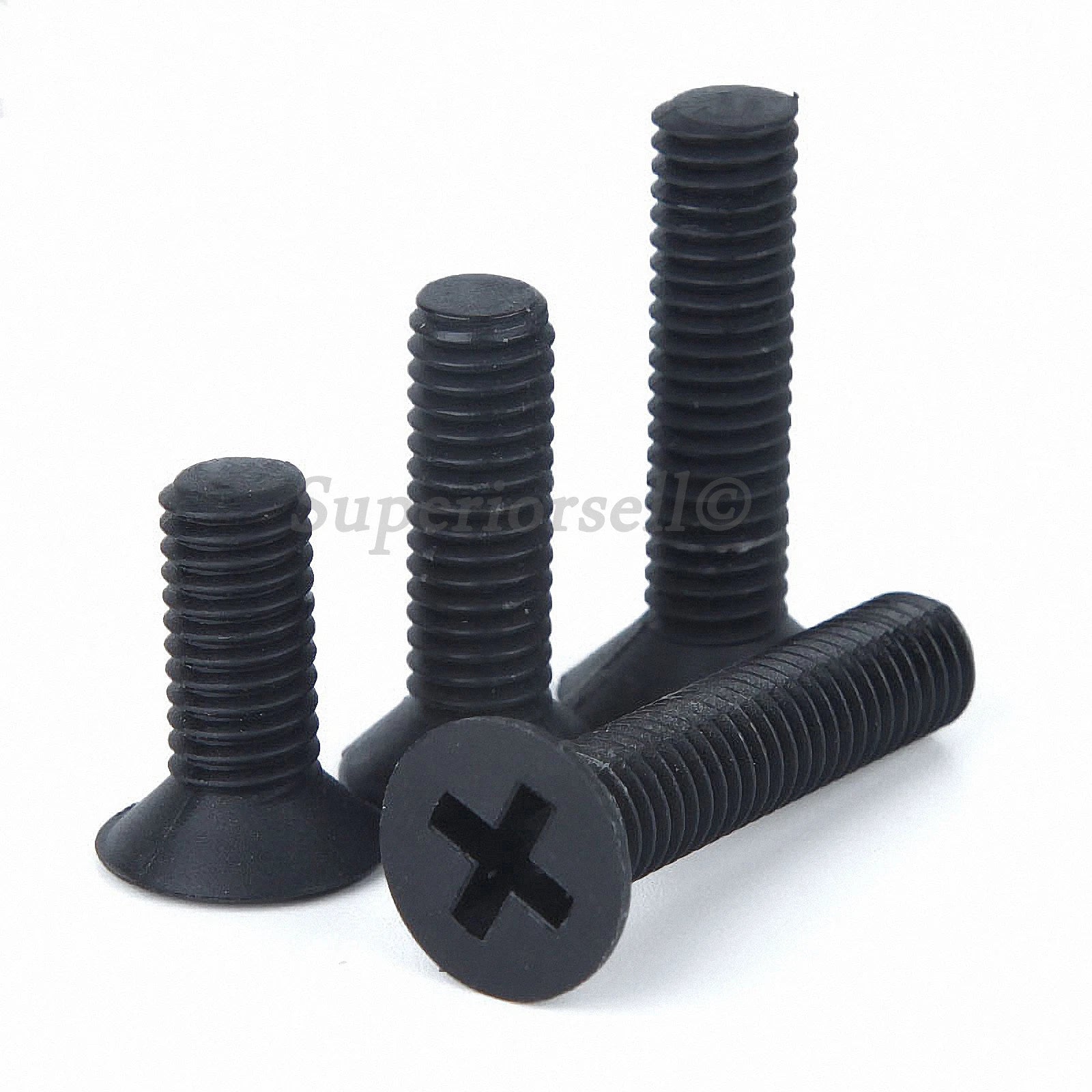 Black Nylon Phillips Flat Head Machine Screws – M2.5 M3 M4 M5 M6, Plastic, Corrosion-Resistant