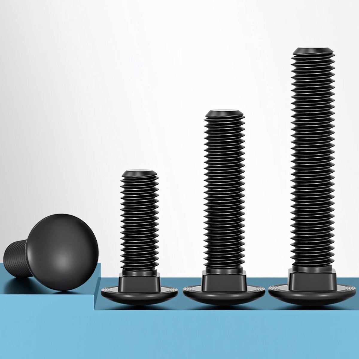 Black Carriage Bolts M3 M4 M5 M6 — Cup Square Domed Head, A2 - 70 Stainless Steel - HomeDIYer