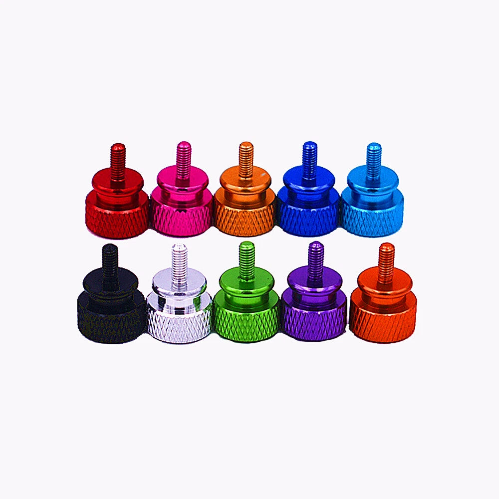 M3 x 7mm Aluminum Knurled Thumb Screws — Flat Head, Anodized, Hand-Tighten