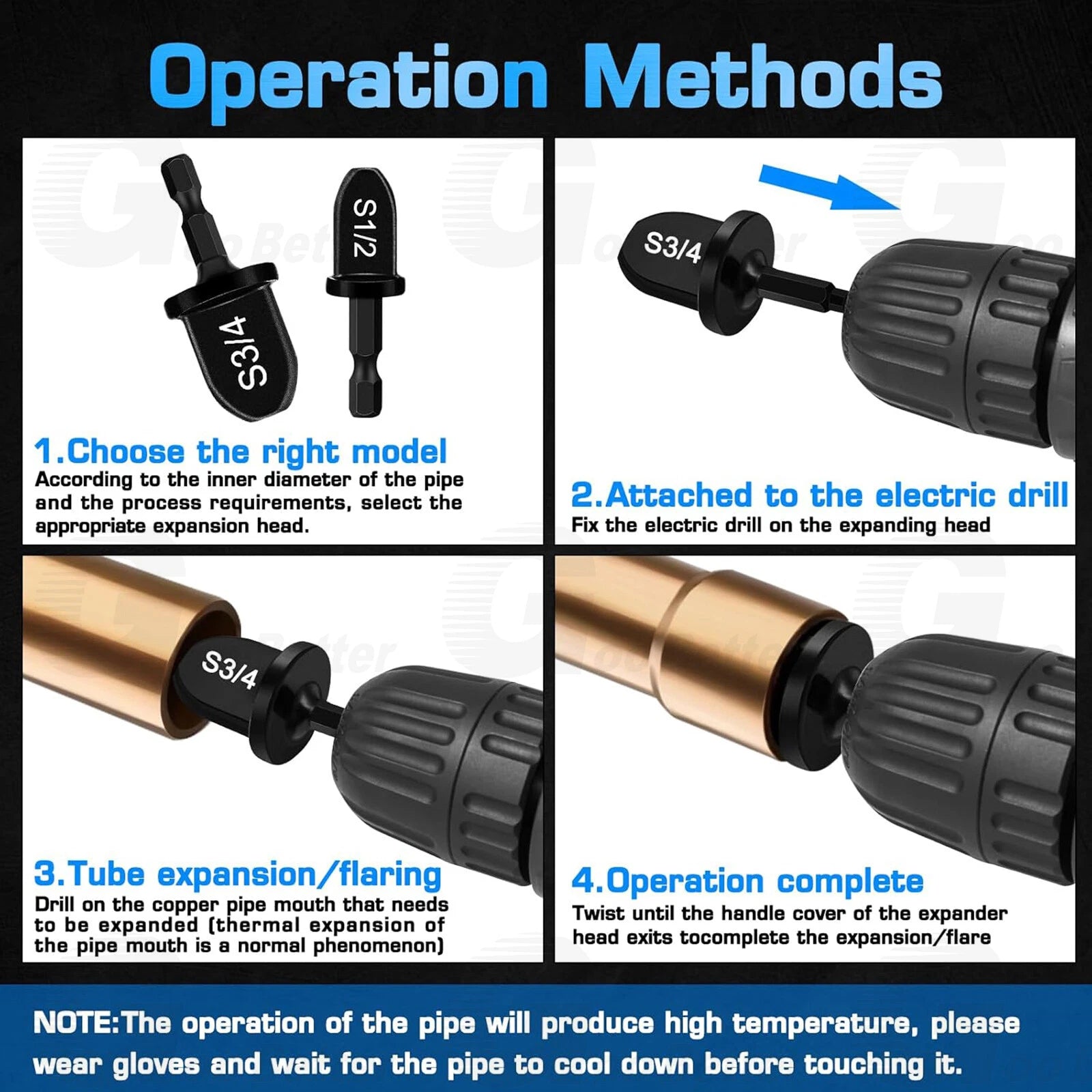 7x Swaging Tube Expander Tool Drill Bit Set Air Conditioner Copper Tube Expander