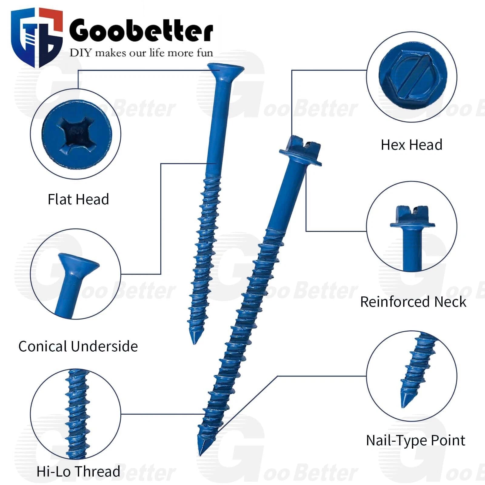 230Pcs Hex Washer Head 1/4" 3/16" Concrete Masonry Screws Set Tapcon Anchor Bit
