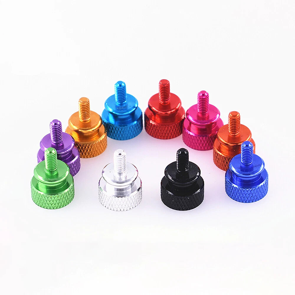 M3.5×7mm Aluminum Knurled Thumb Screws – Flat Head, Hand-Tighten, 10 Colors