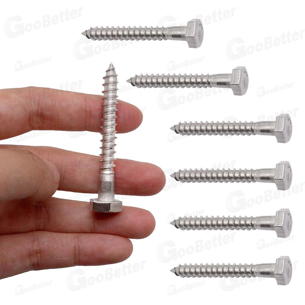70PCS Hex Head 1/4-20x2" Lag Bolts Stainless Steel Wood Screws Hex Head Screws