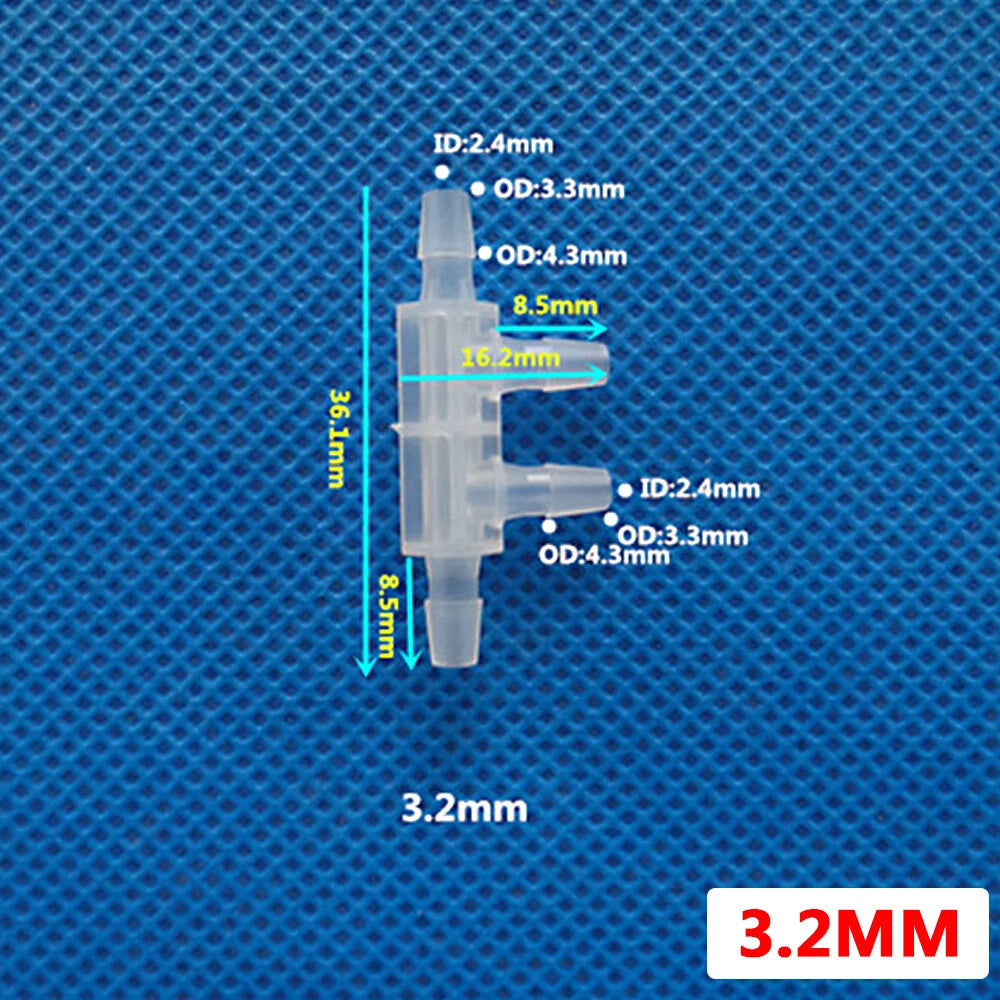 4-Way Plastic Barbed Hose Connector — 2.4mm to 11.1mm Tubing Splitter