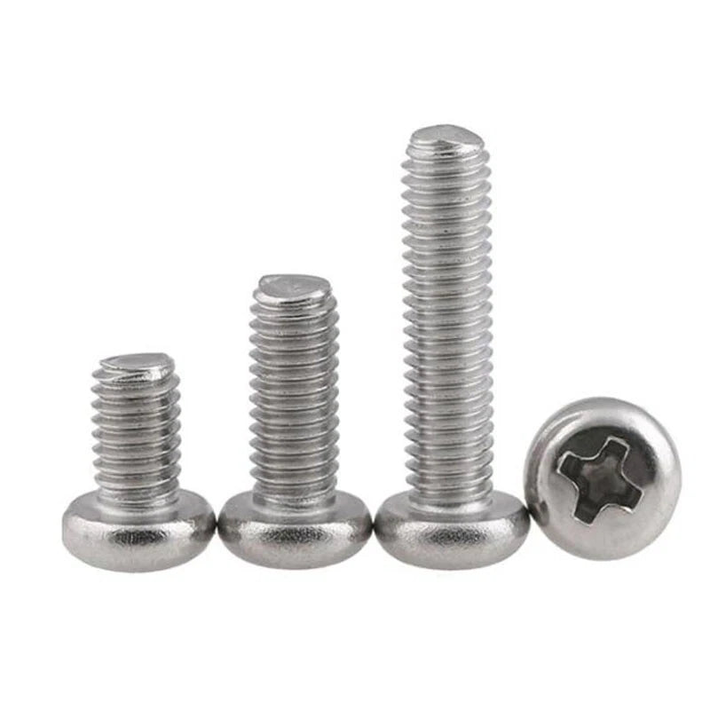 M5 M6 Phillips Pan Head Machine Screws — A2 304 Stainless Steel, Multiple Lengths