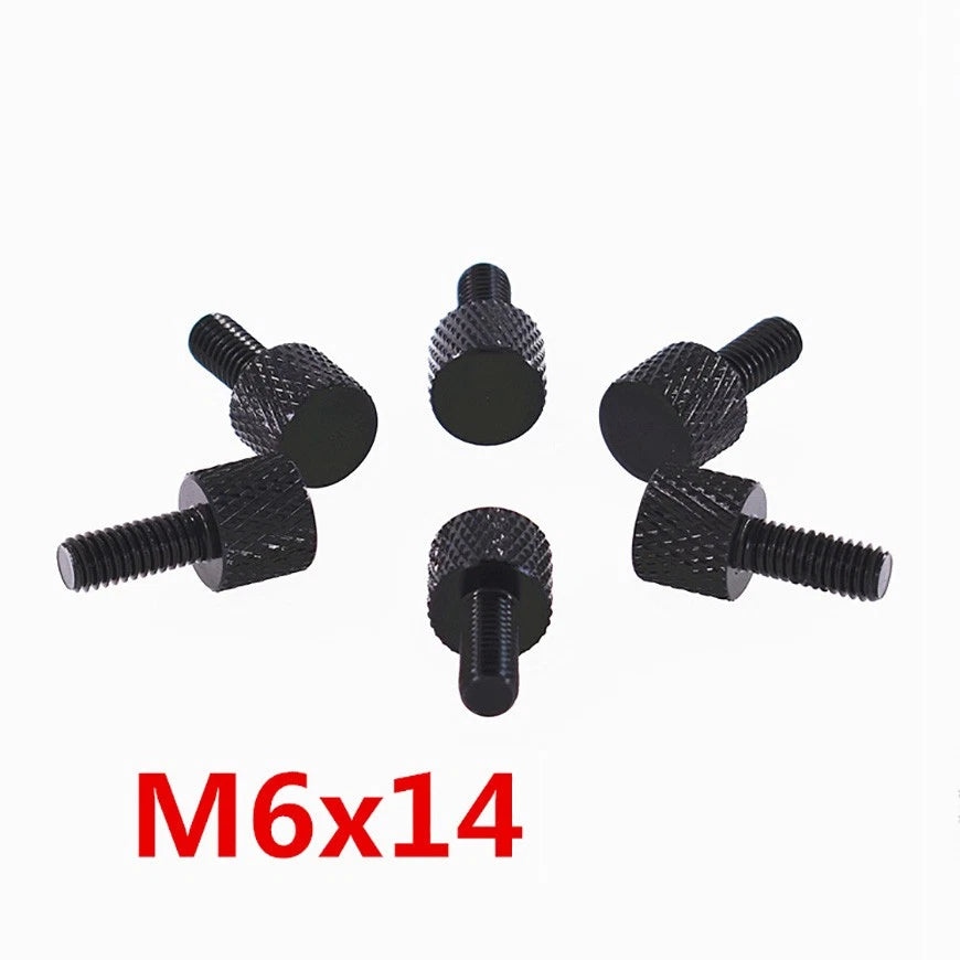 M6x14 Aluminium Anodised Black Bolts Knurled Flat Head Thumb Screws PC Case