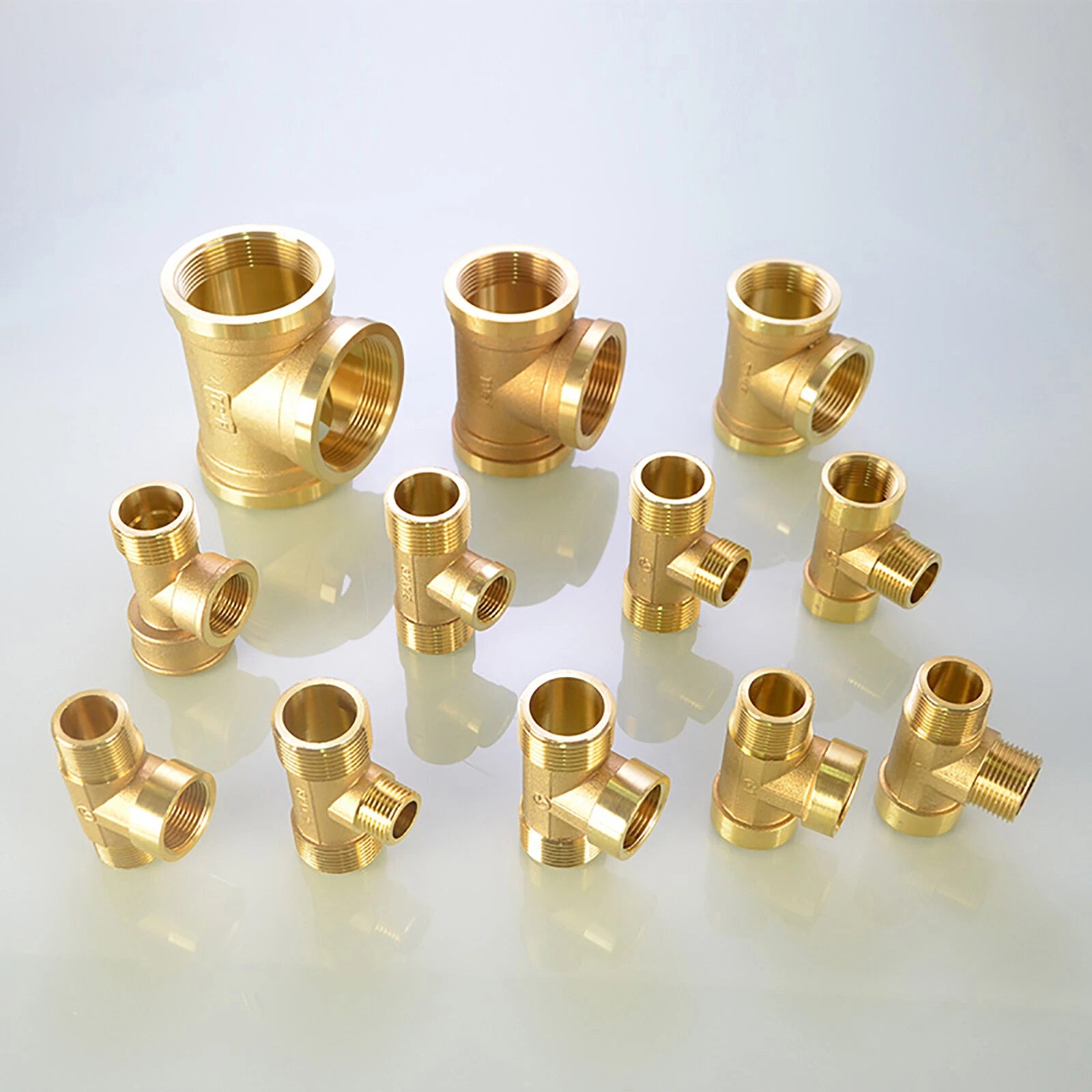 Brass T Tee Pipe Fitting — Female & Male NPT Thread, 3/4" to 2"