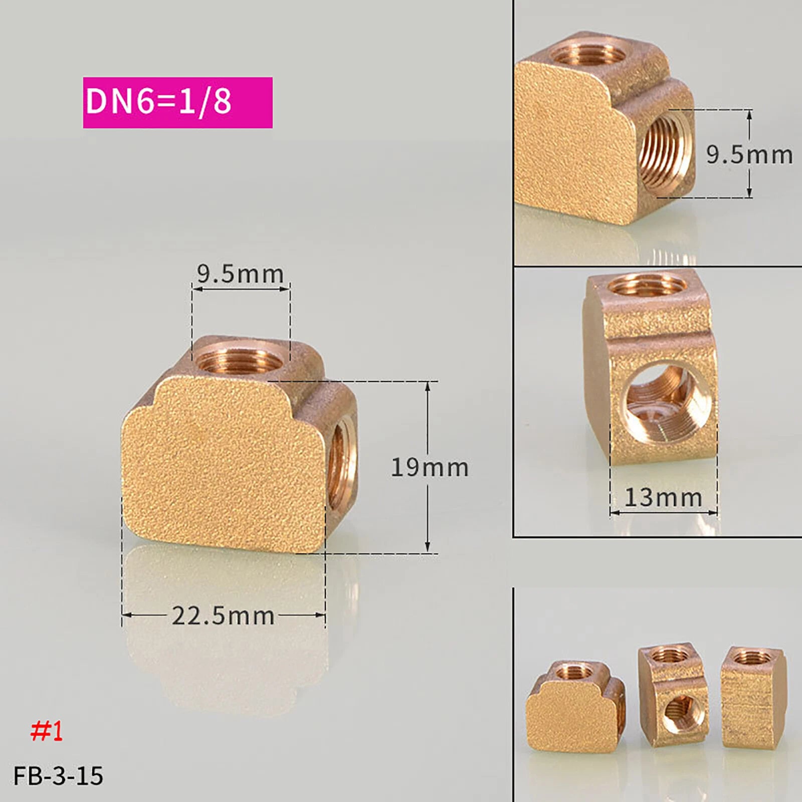 BSP Square Brass Pipe Fittings – Female Thread Tee & Cross (1/8", 1/4", 3/8")