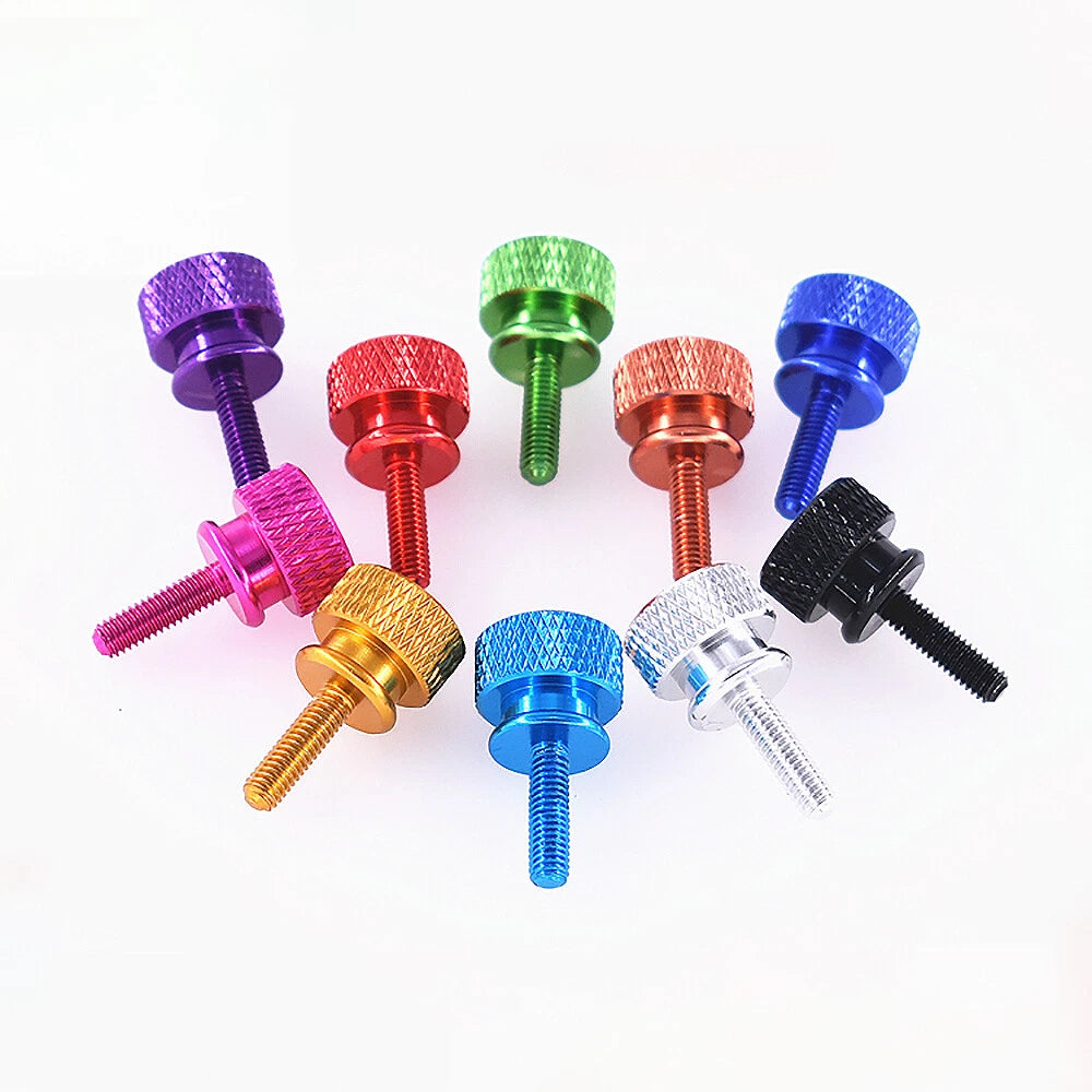 M3.5x10mm Aluminium Knurled Thumb Screws for PC Case — Colorful Flat Head Computer Screws